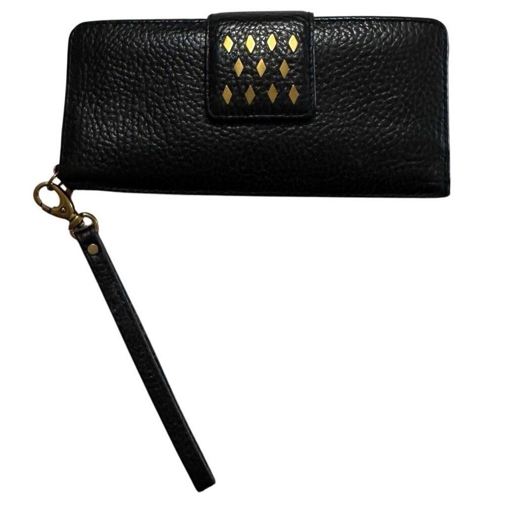 Fossil Issue No 1954 Genuine Black Leather Diamond Studded Wallet